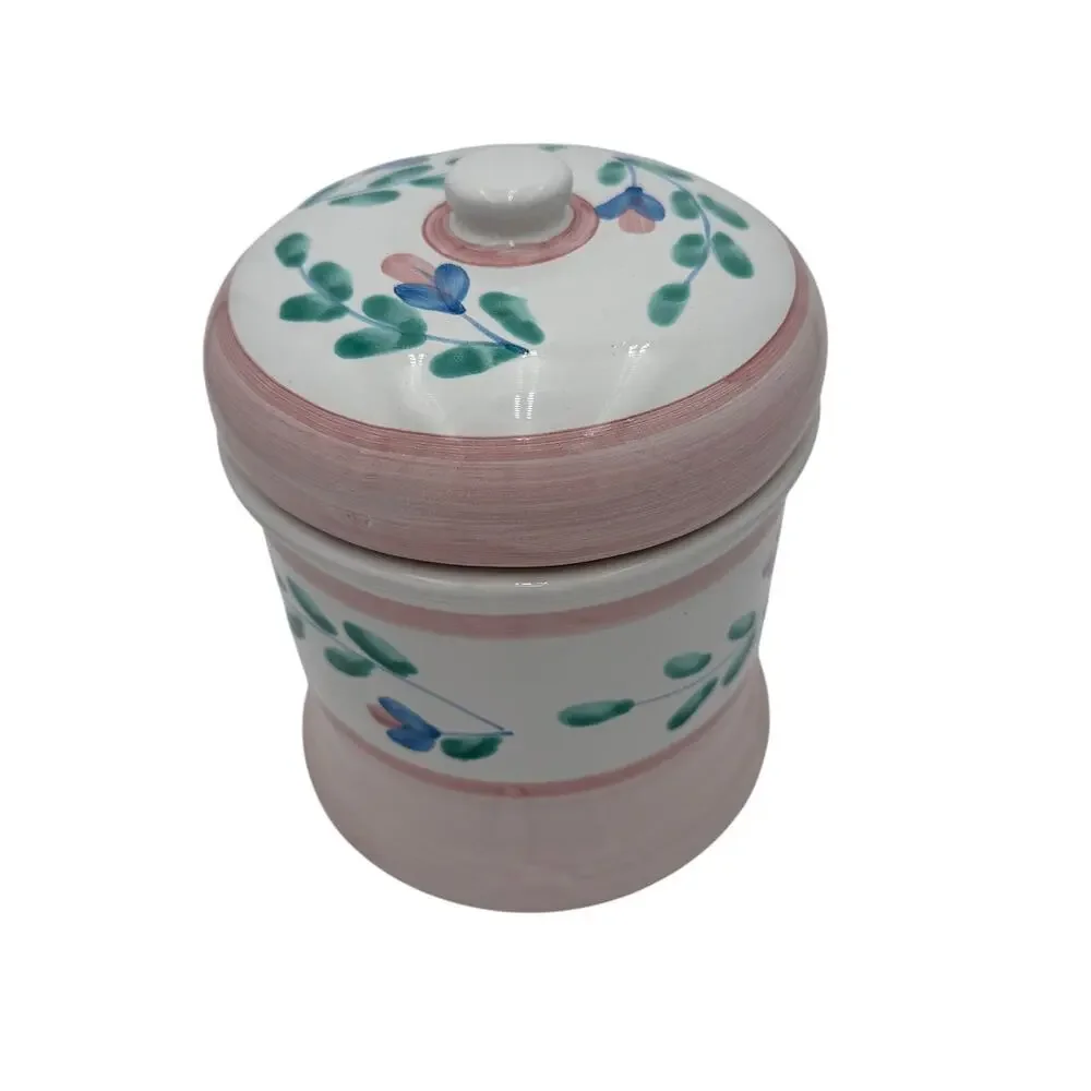 Vintage Caleca Canister Pink Garland Made in Italy Handpainted